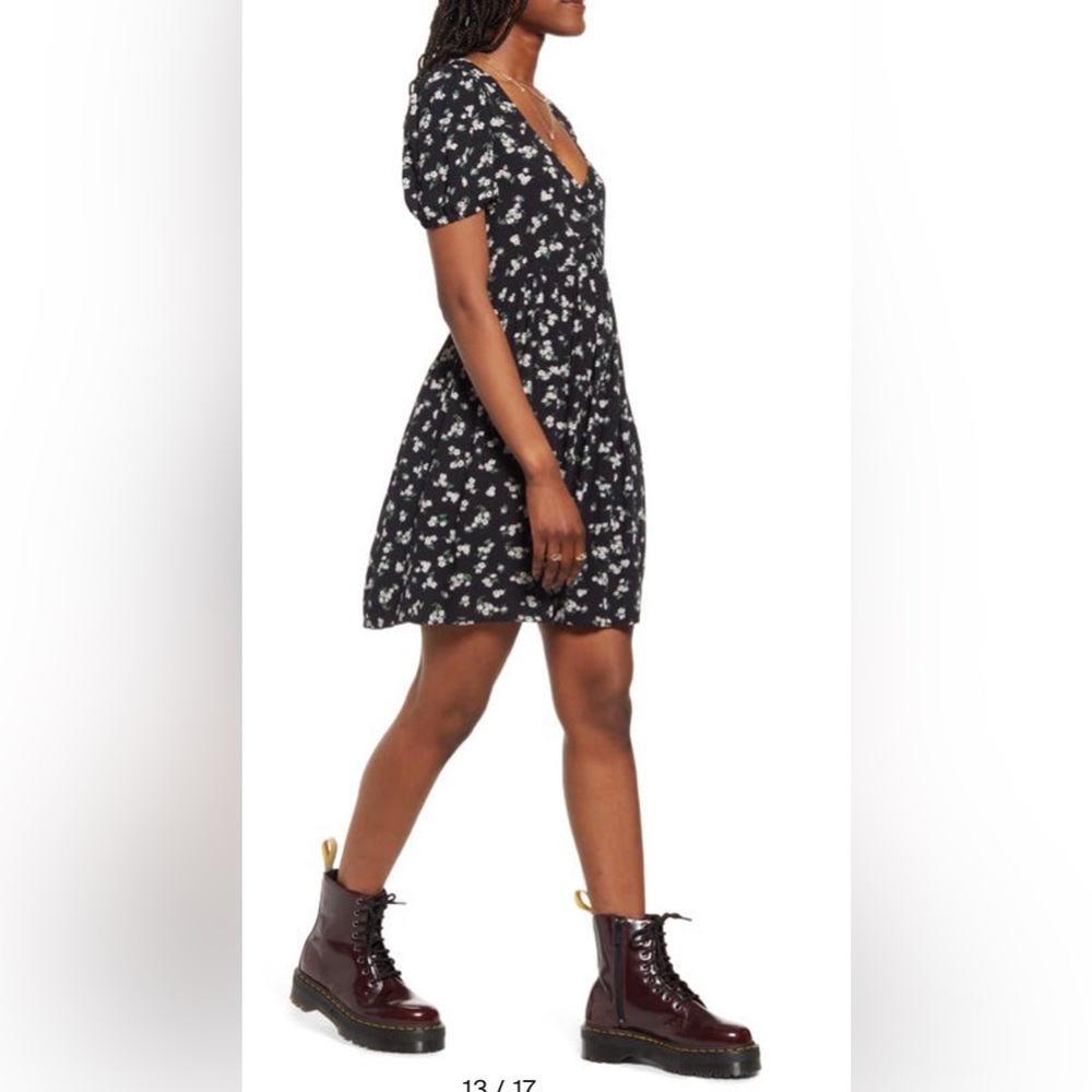 BP. Printed Black Floral Mini Dress Size XS (0-2) NWT